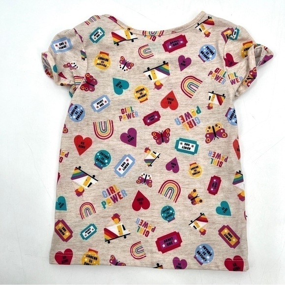 365 KIDS Girl's Tan & Colorful Print Short Sleeve Casual Top Size 4 - Picture 5 of 8